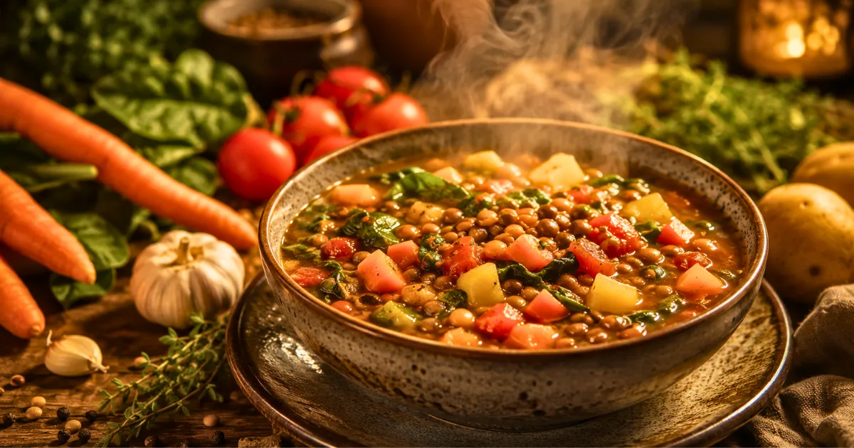 Lentil and vegetable stew for dogs